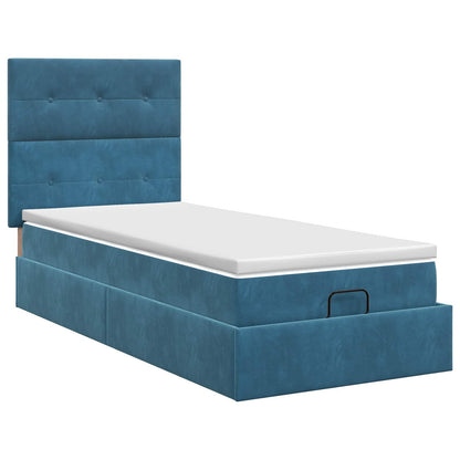 Ottoman bed met matras Donkerblauw 80 x 200 cm Fluweel