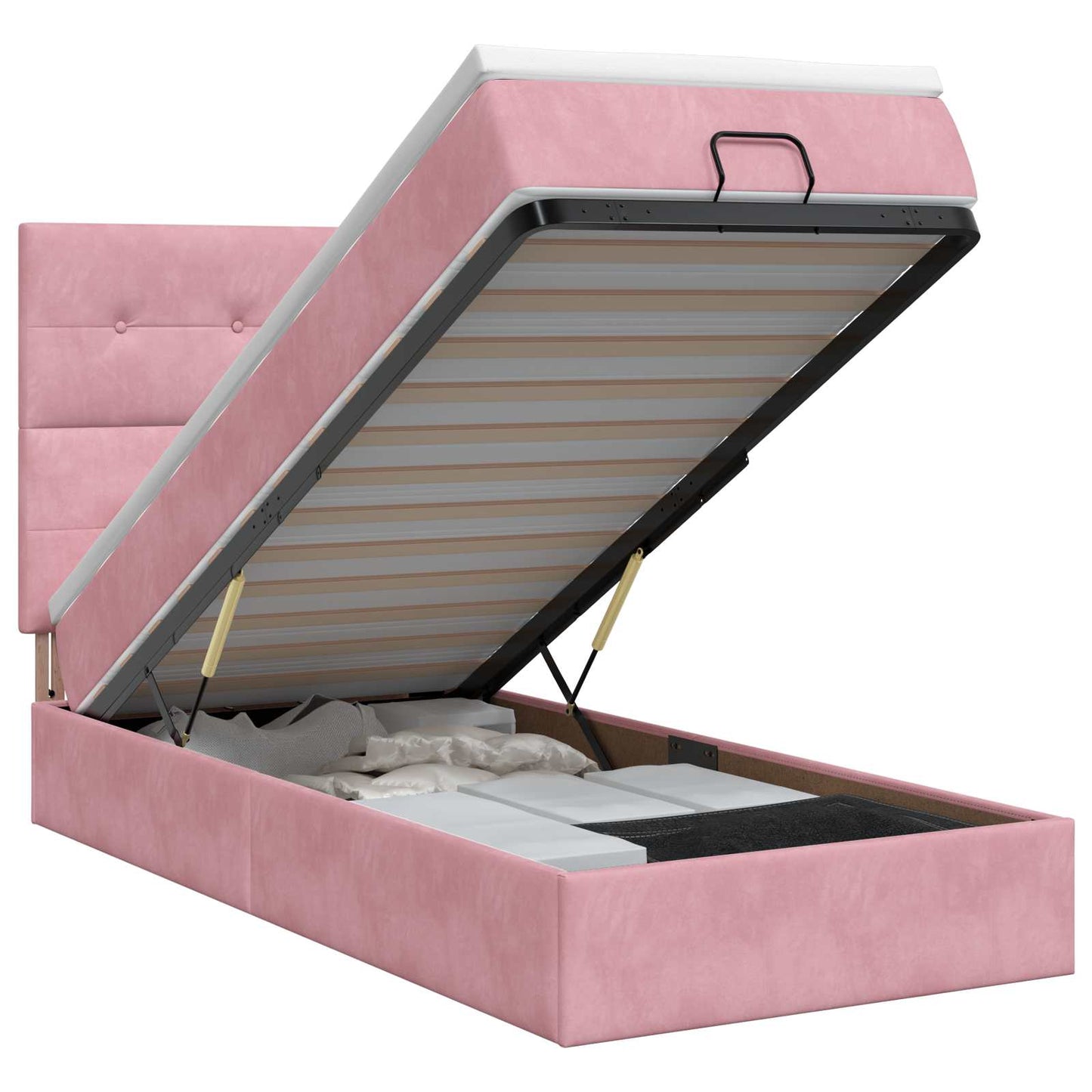 Ottoman bed met matras met hoofdeinde Roze 90 x 200 cm Fluweel