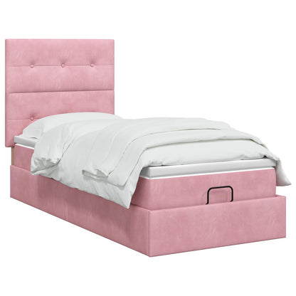 Ottoman bed met matras met hoofdeinde Roze 90 x 200 cm Fluweel