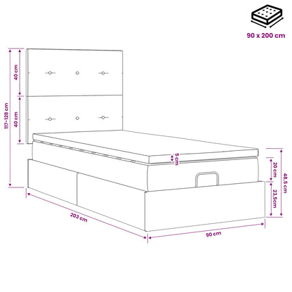 Ottoman bed met matras met hoofdeinde Roze 90 x 200 cm Fluweel