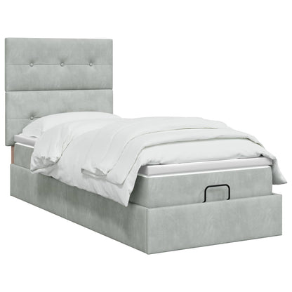 Ottoman bed met matras Lichtgrijs 100 x 200 cm Fluweel