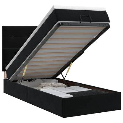 Ottoman bed met matras Zwart 100 x 200 cm Fluweel