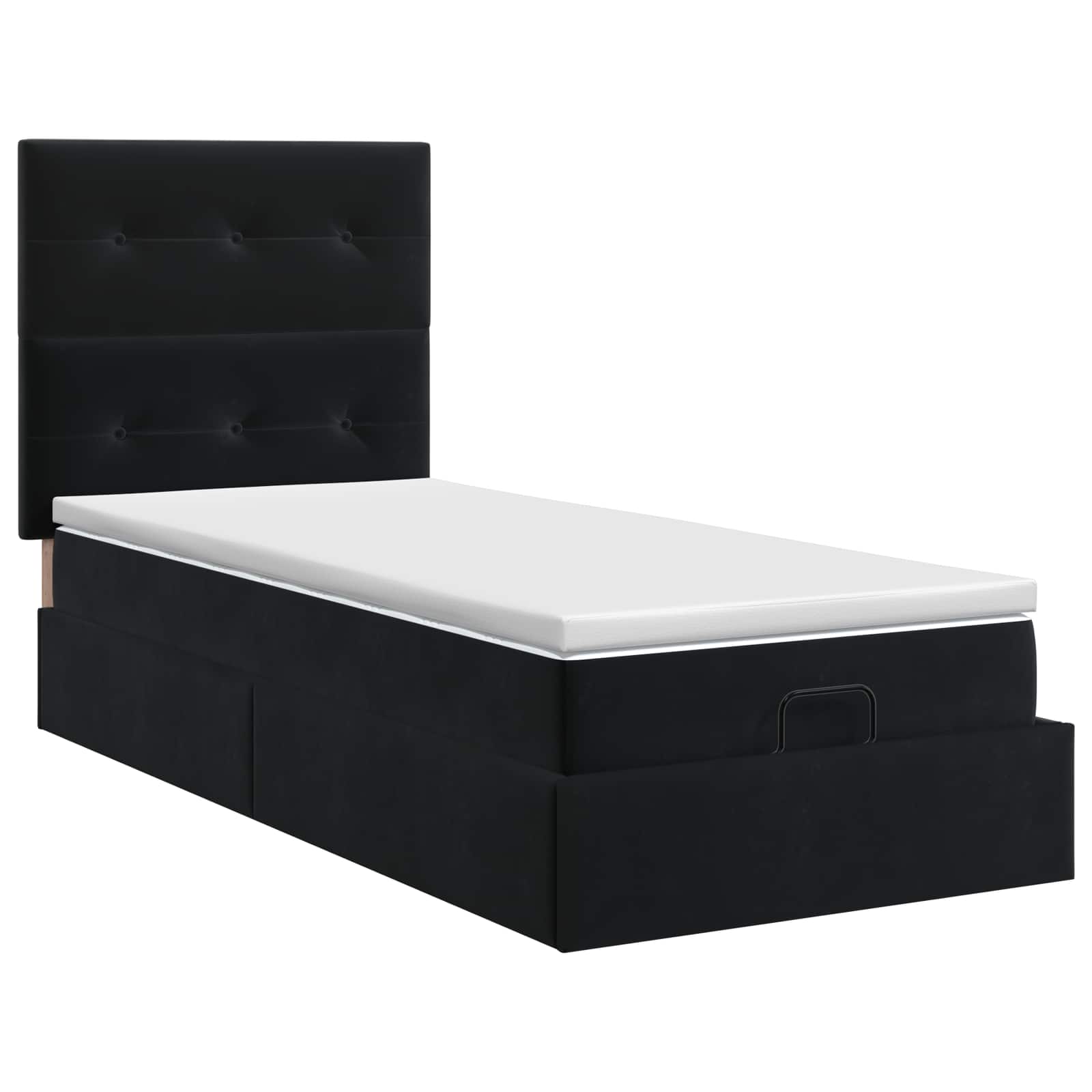 Ottoman bed met matras Zwart 100 x 200 cm Fluweel