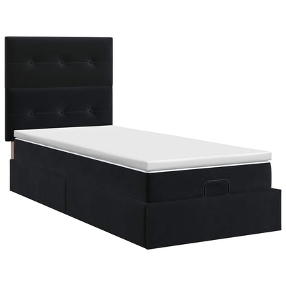 Ottoman bed met matras Zwart 100 x 200 cm Fluweel