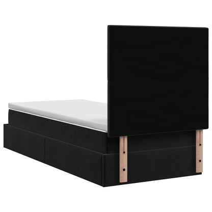 Ottoman bed met matras Zwart 100 x 200 cm Fluweel