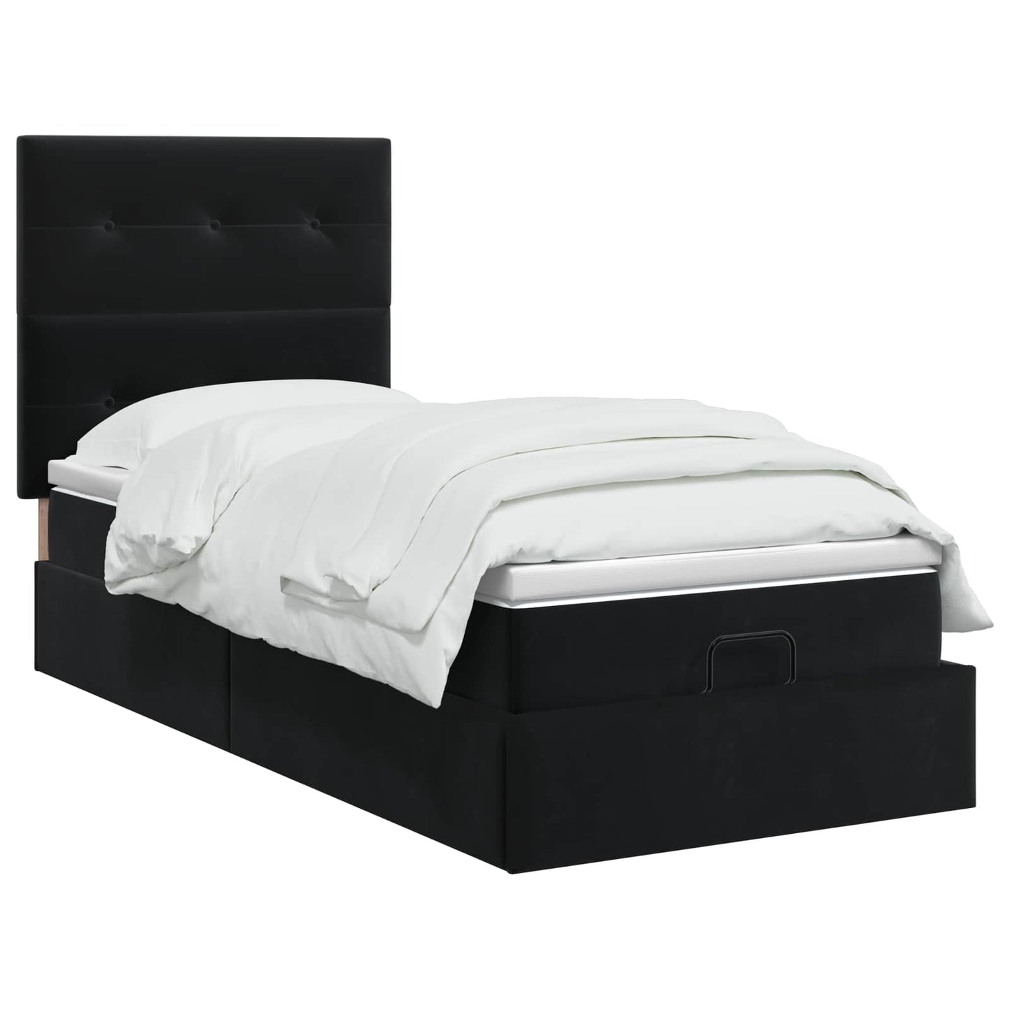Ottoman bed met matras Zwart 100 x 200 cm Fluweel