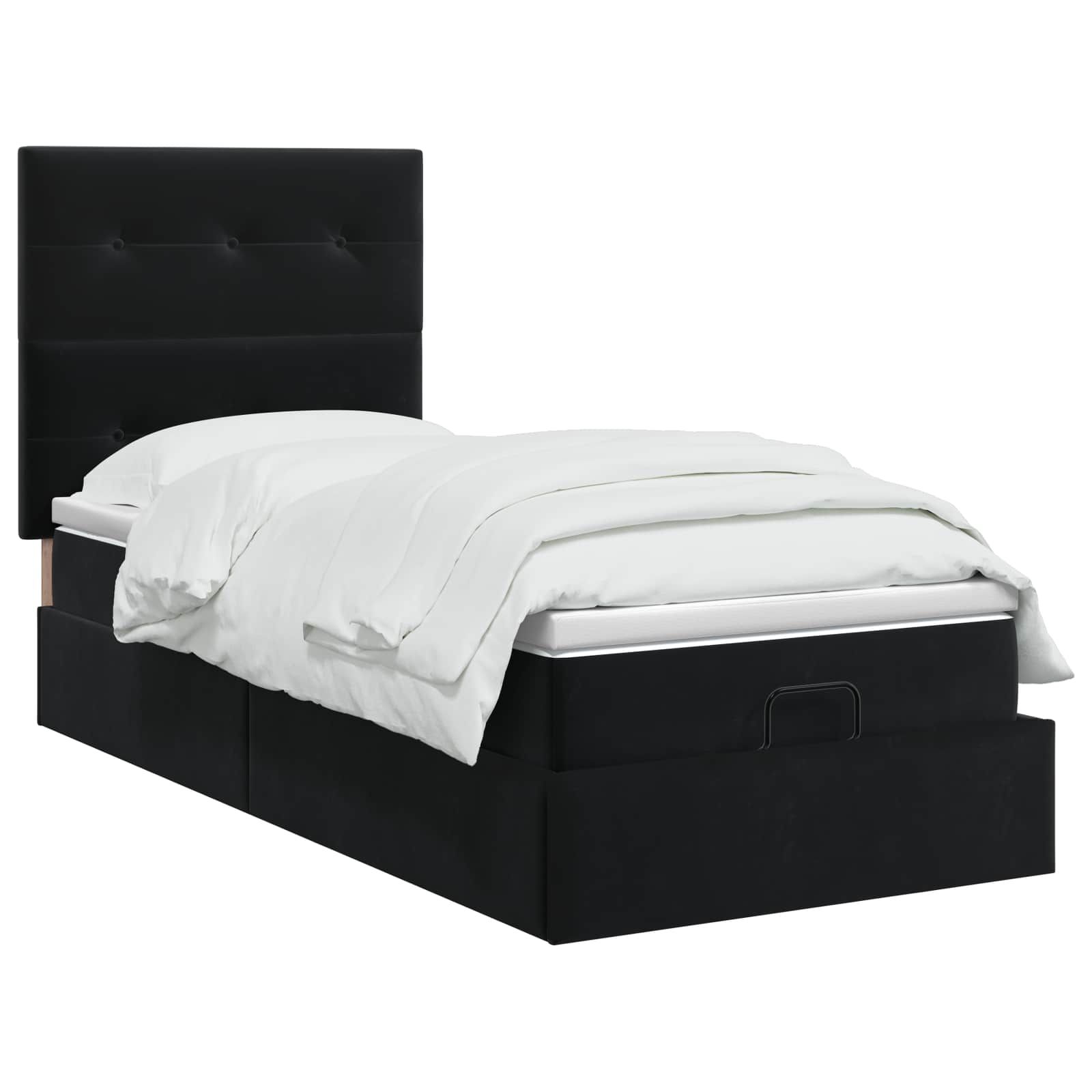 Ottoman bed met matras Zwart 100 x 200 cm Fluweel