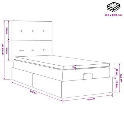 Ottoman bed met matras Zwart 100 x 200 cm Fluweel