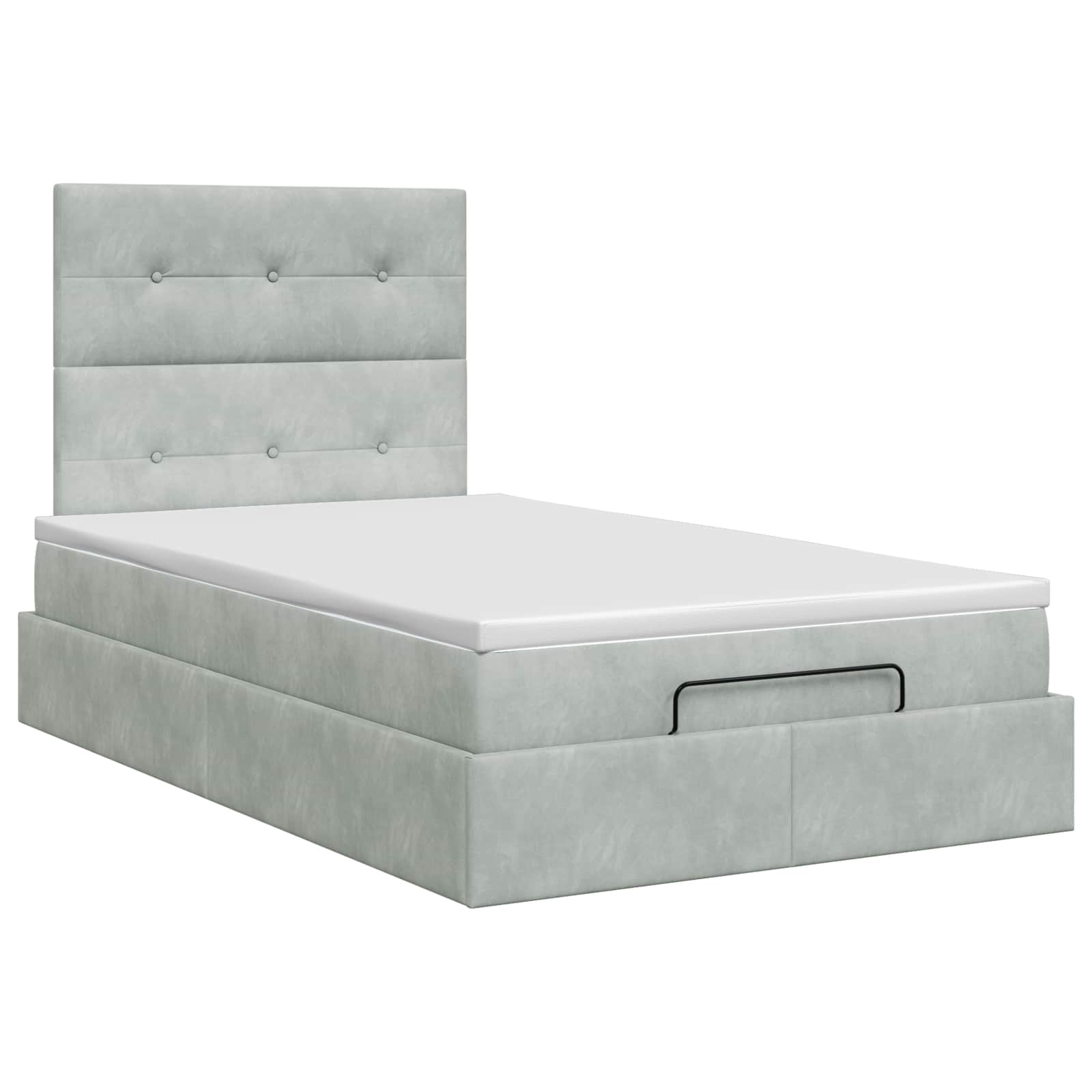 Ottoman bed met matras Lichtgrijs 120 x 190 cm Fluweel