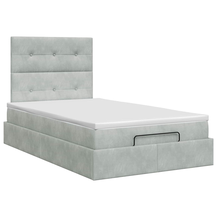 Ottoman bed met matras Lichtgrijs 120 x 190 cm Fluweel