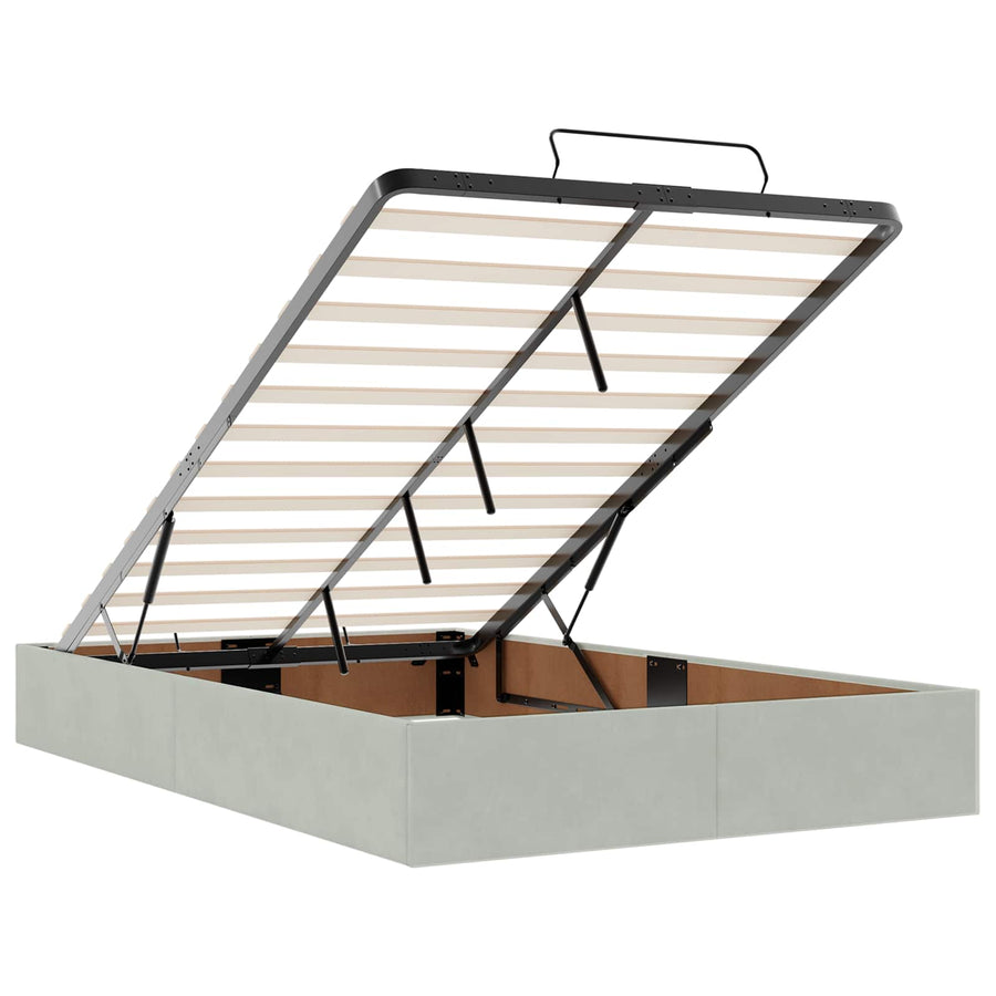 Ottoman bed met matras Lichtgrijs 120 x 190 cm Fluweel