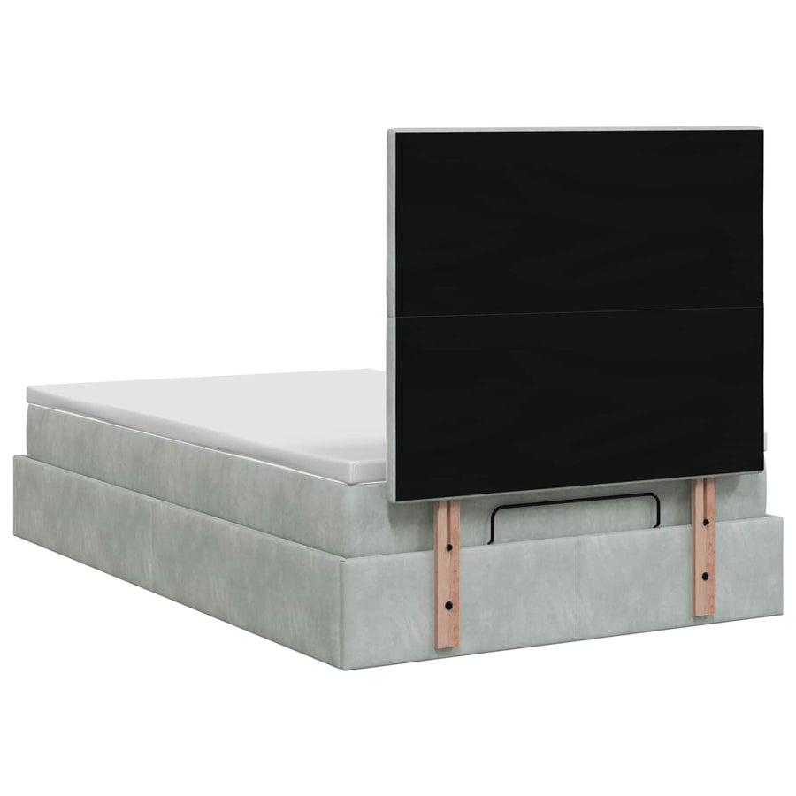 Ottoman bed met matras Lichtgrijs 120 x 190 cm Fluweel
