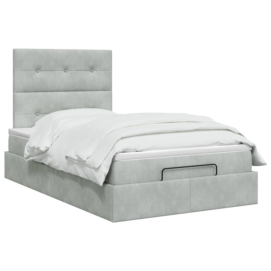 Ottoman bed met matras Lichtgrijs 120 x 190 cm Fluweel