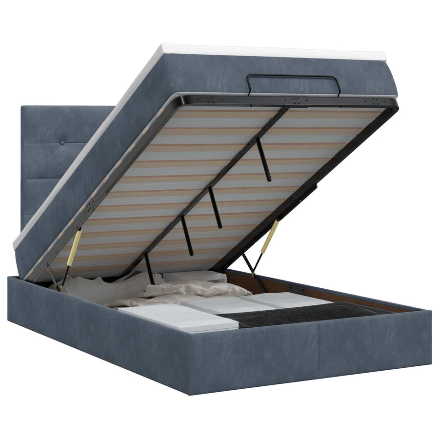 Ottoman bed met matras Donkergrijs 120 x 190 cm Fluweel