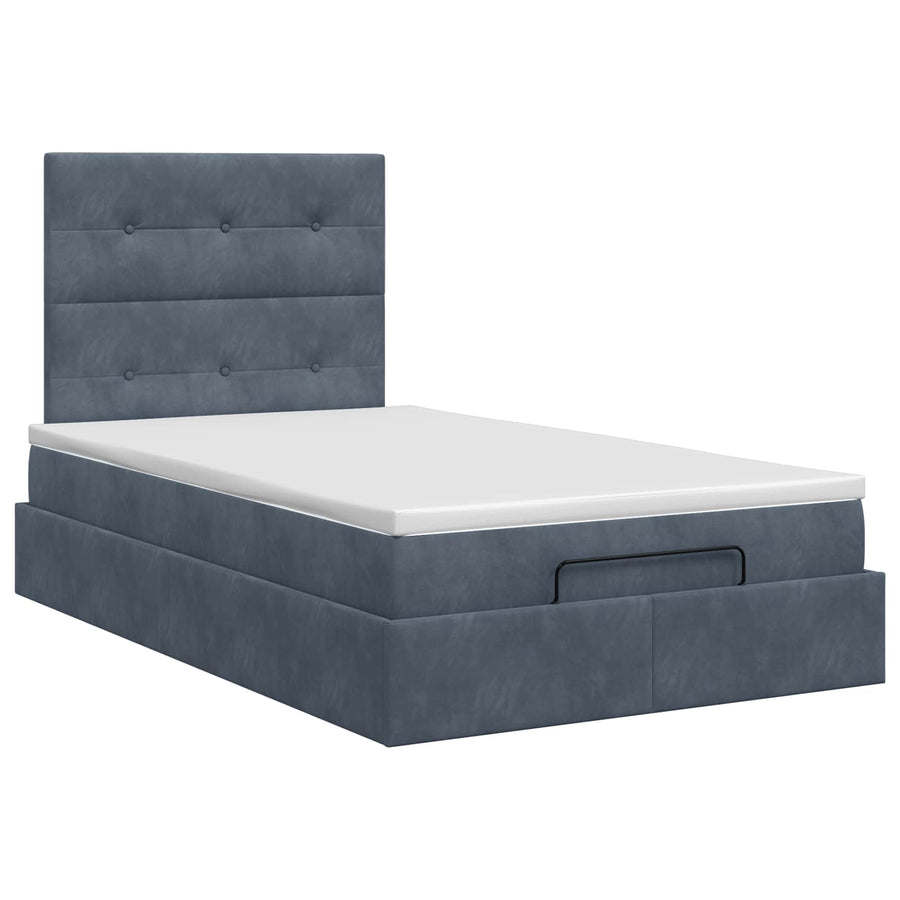 Ottoman bed met matras Donkergrijs 120 x 190 cm Fluweel