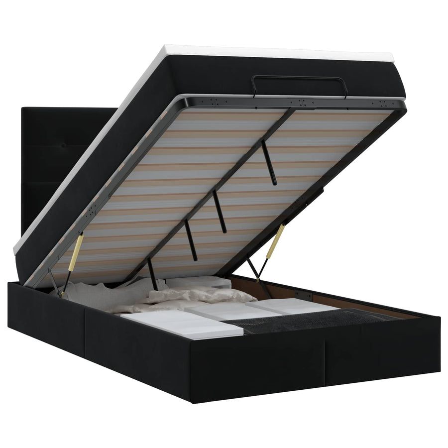 Ottoman bed met matras Zwart 120 x 190 cm Fluweel