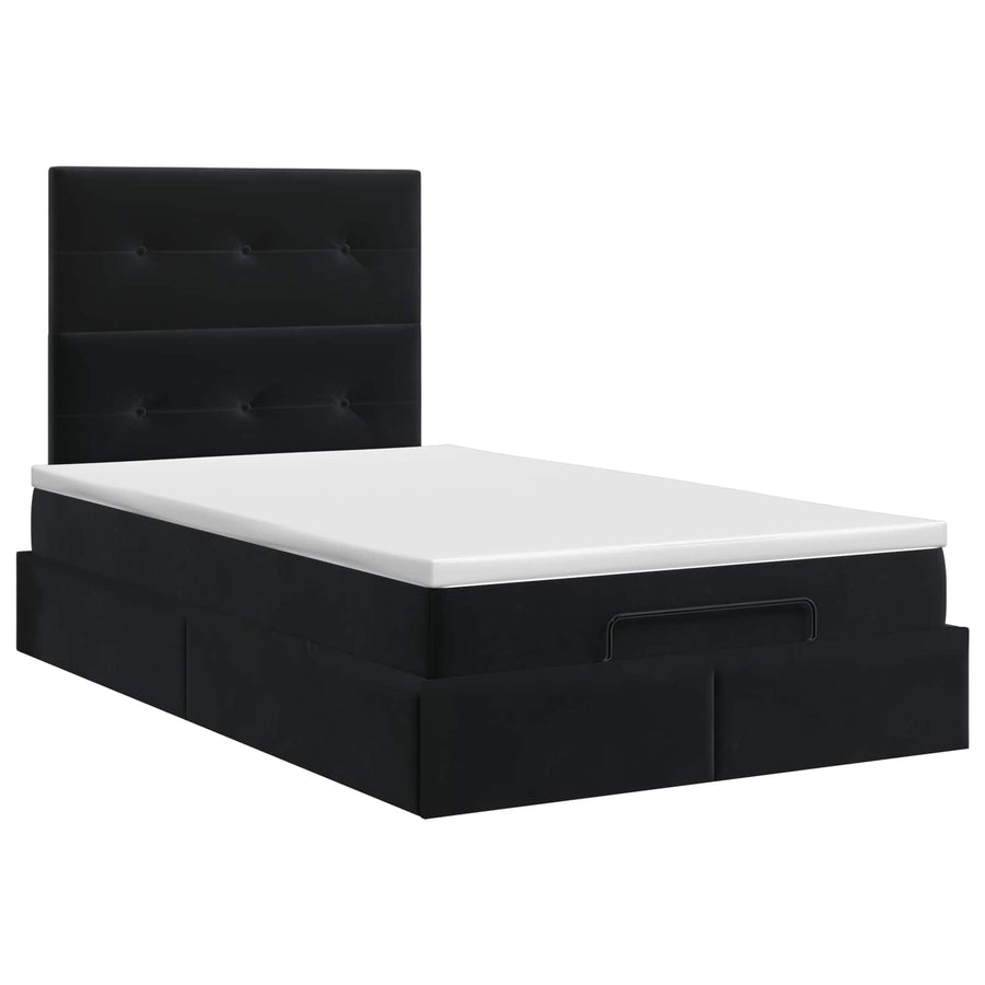 Ottoman bed met matras Zwart 120 x 190 cm Fluweel