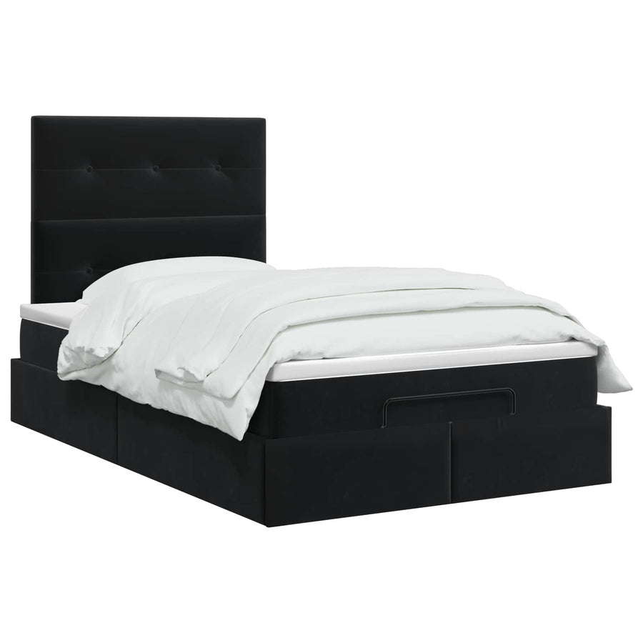 Ottoman bed met matras Zwart 120 x 190 cm Fluweel