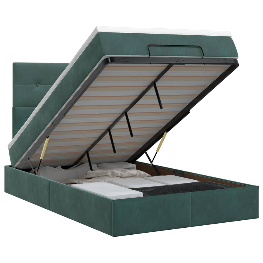 Ottoman bed met matras Donkergroen 120 x 190 cm Fluweel