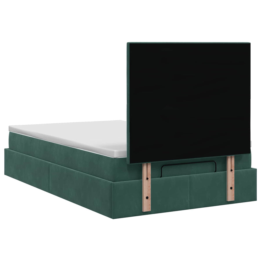 Ottoman bed met matras Donkergroen 120 x 190 cm Fluweel