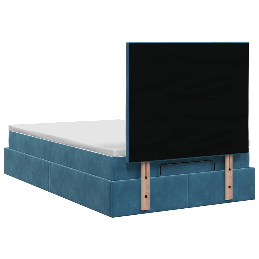Ottoman bed met matras Donkerblauw 120 x 190 cm Fluweel