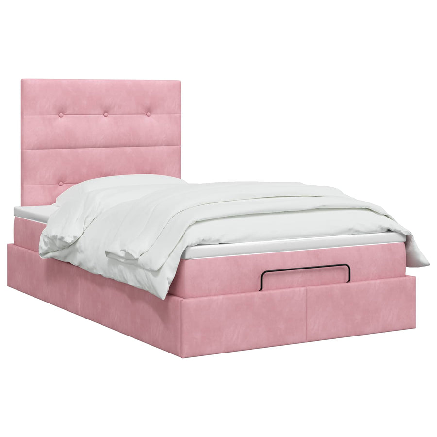 Ottoman bed met matras met hoofdeinde Roze 120 x 190 cm Fluweel