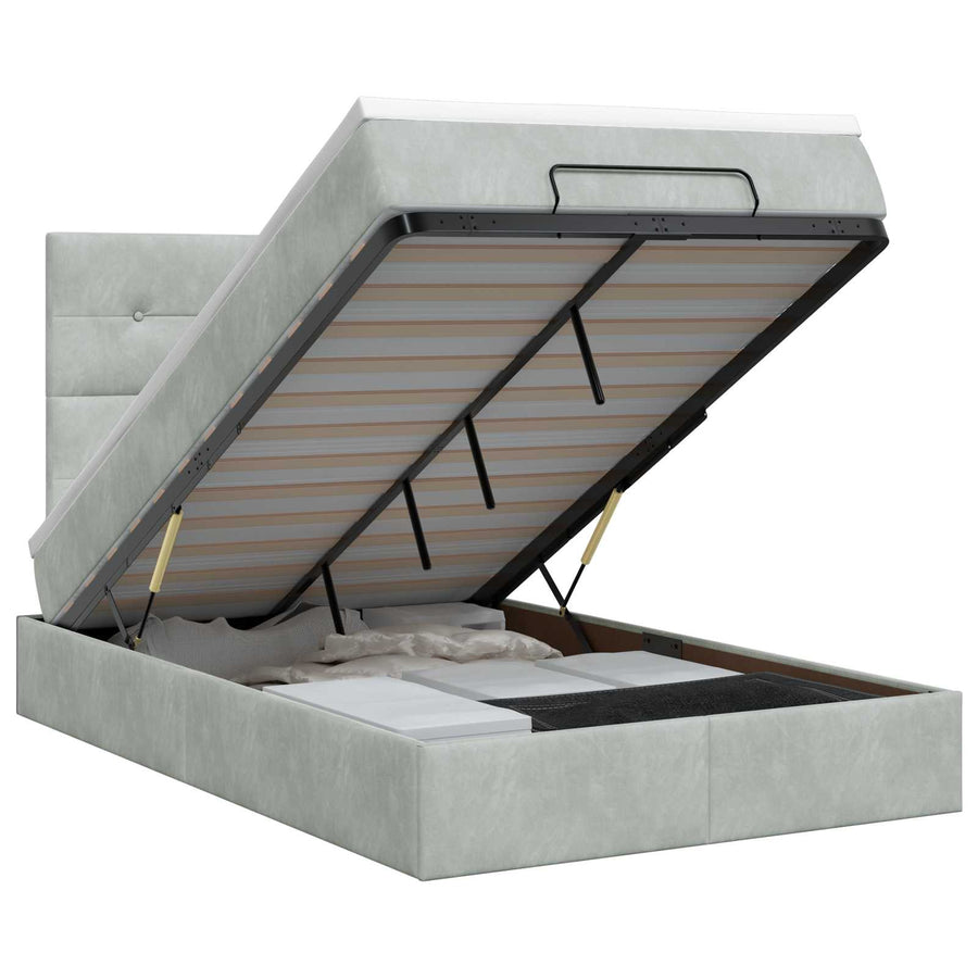 Ottoman bed met matras Lichtgrijs 120 x 200 cm Fluweel