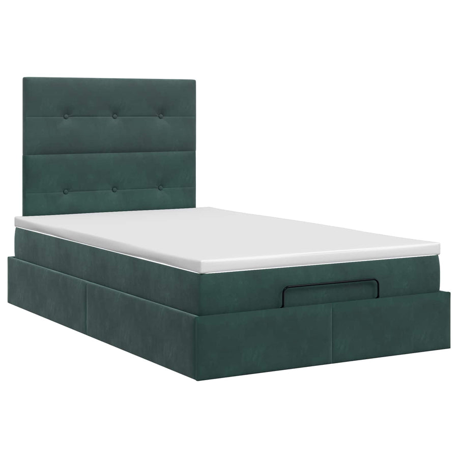 Ottoman bed met matras Donkergroen 120 x 200 cm Fluweel