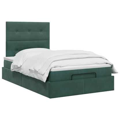 Ottoman bed met matras Donkergroen 120 x 200 cm Fluweel