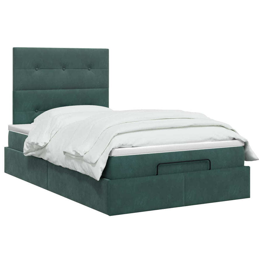 Ottoman bed met matras Donkergroen 120 x 200 cm Fluweel