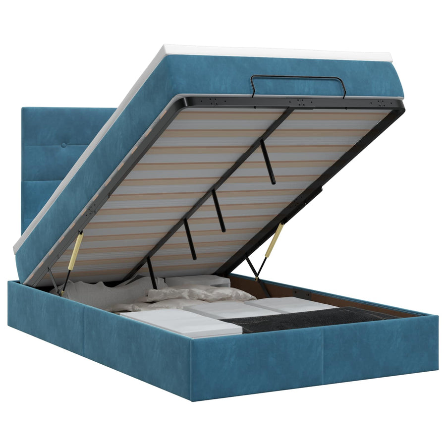 Ottoman bed met matras Donkerblauw 120 x 200 cm Fluweel
