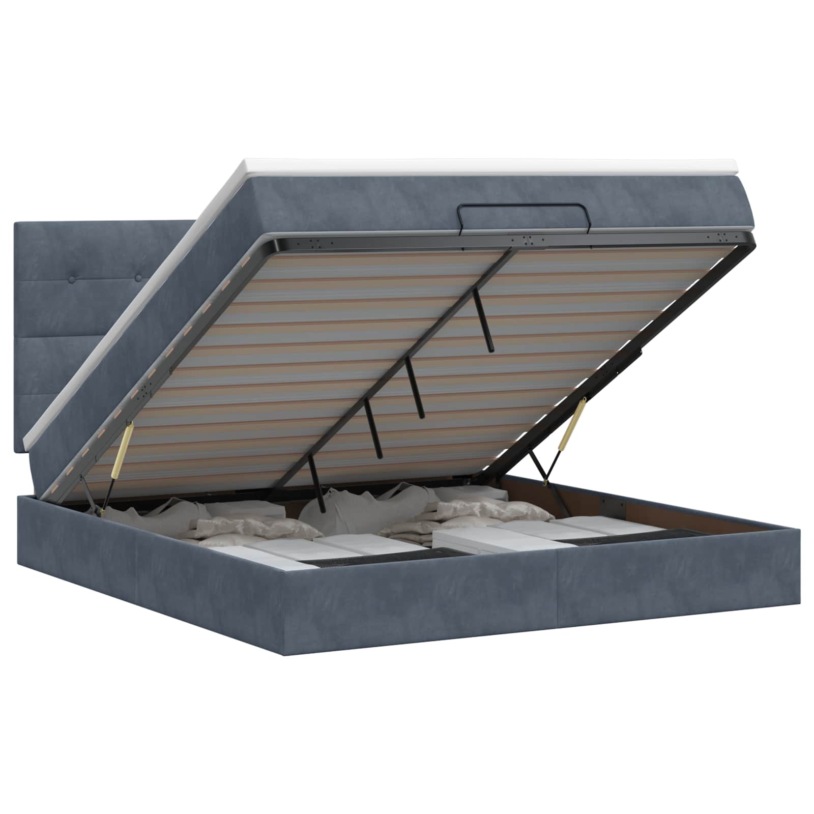 Ottoman bed met matras Donkergrijs 140 x 190 cm Fluweel