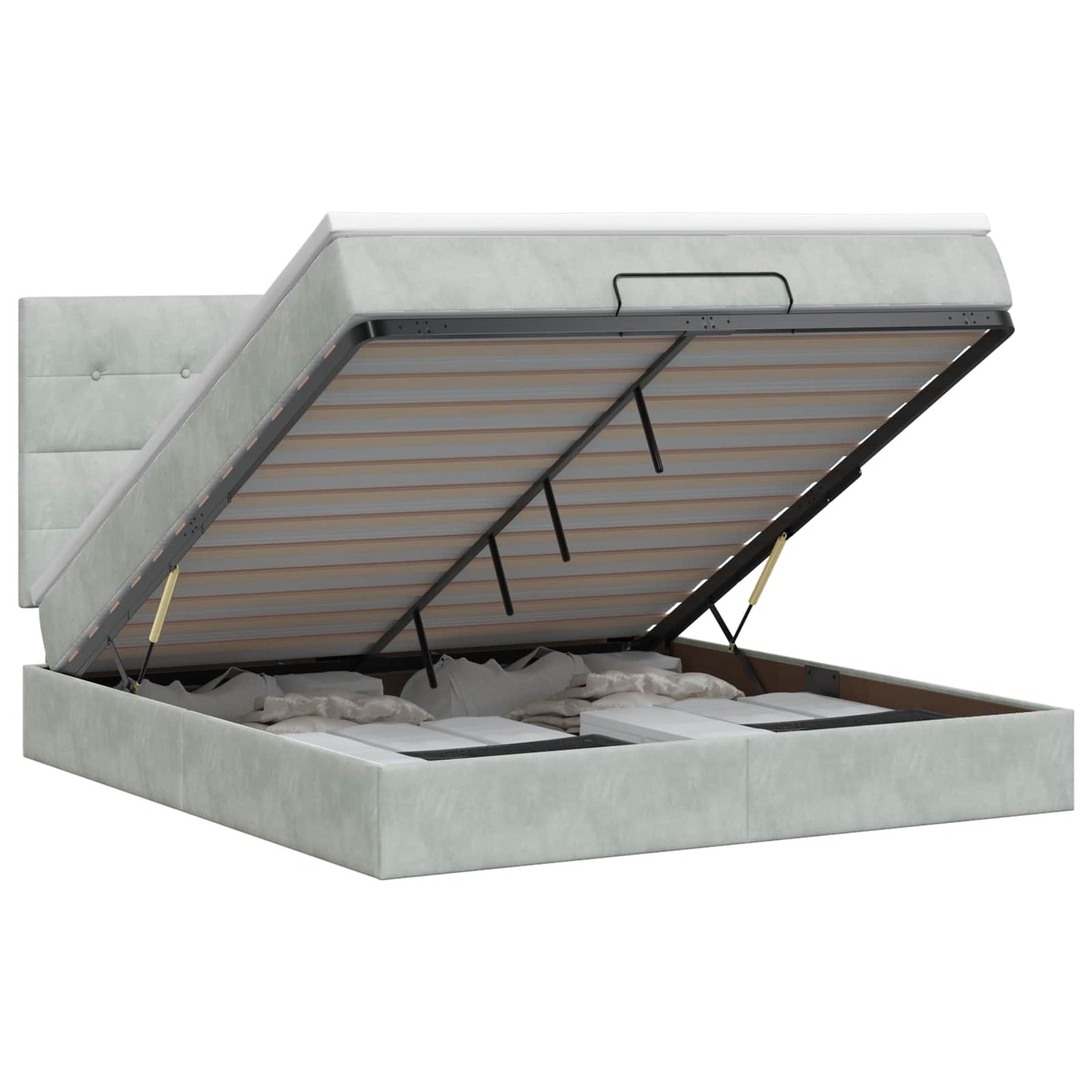 Ottoman bed met matras Lichtgrijs 140 x 200 cm Fluweel
