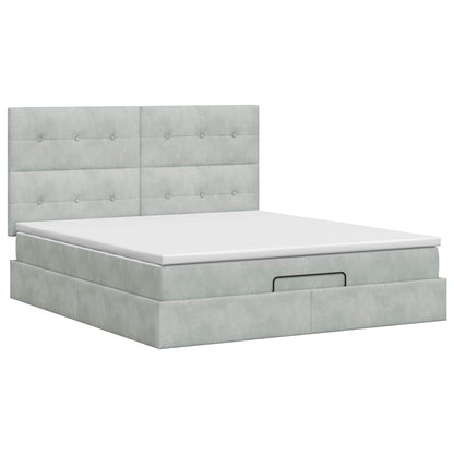Ottoman bed met matras Lichtgrijs 160 x 200 cm Fluweel