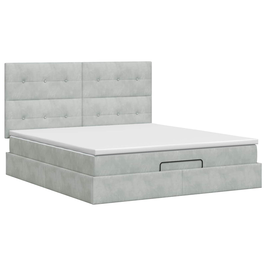 Ottoman bed met matras Lichtgrijs 160 x 200 cm Fluweel