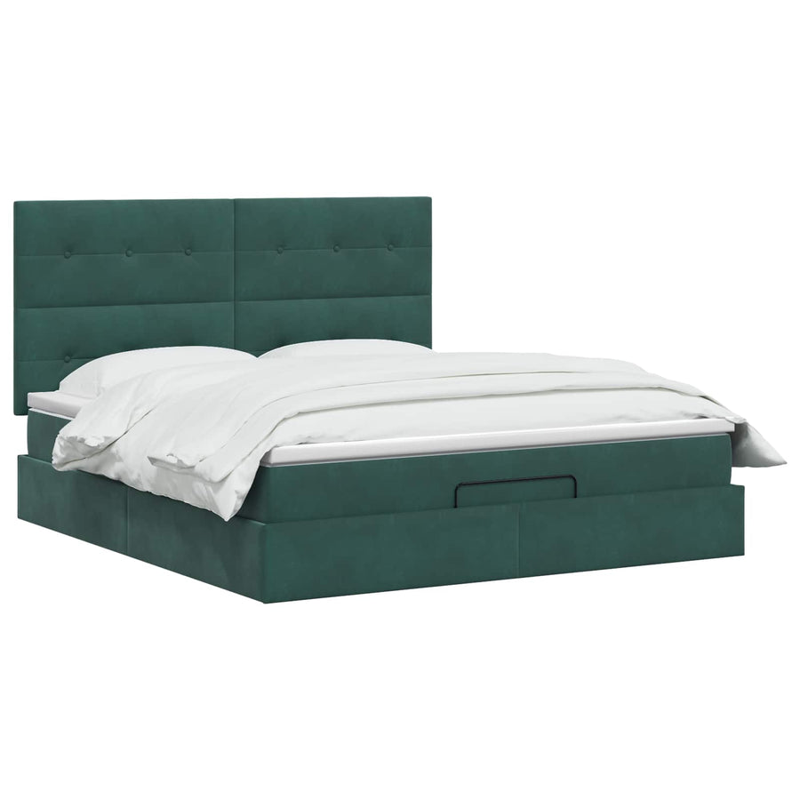 Ottoman bed met matras Donkergroen 180 x 200 cm Fluweel