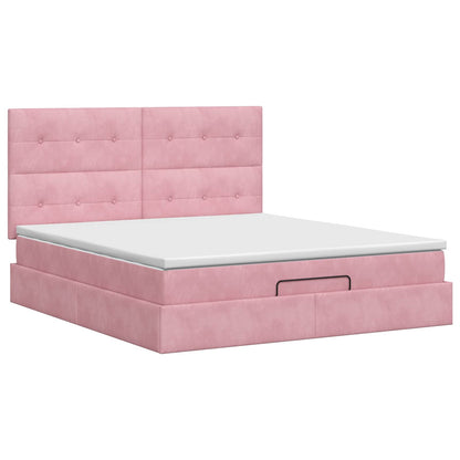 Ottoman bed met matras met hoofdeinde Roze 180 x 200 cm Fluweel