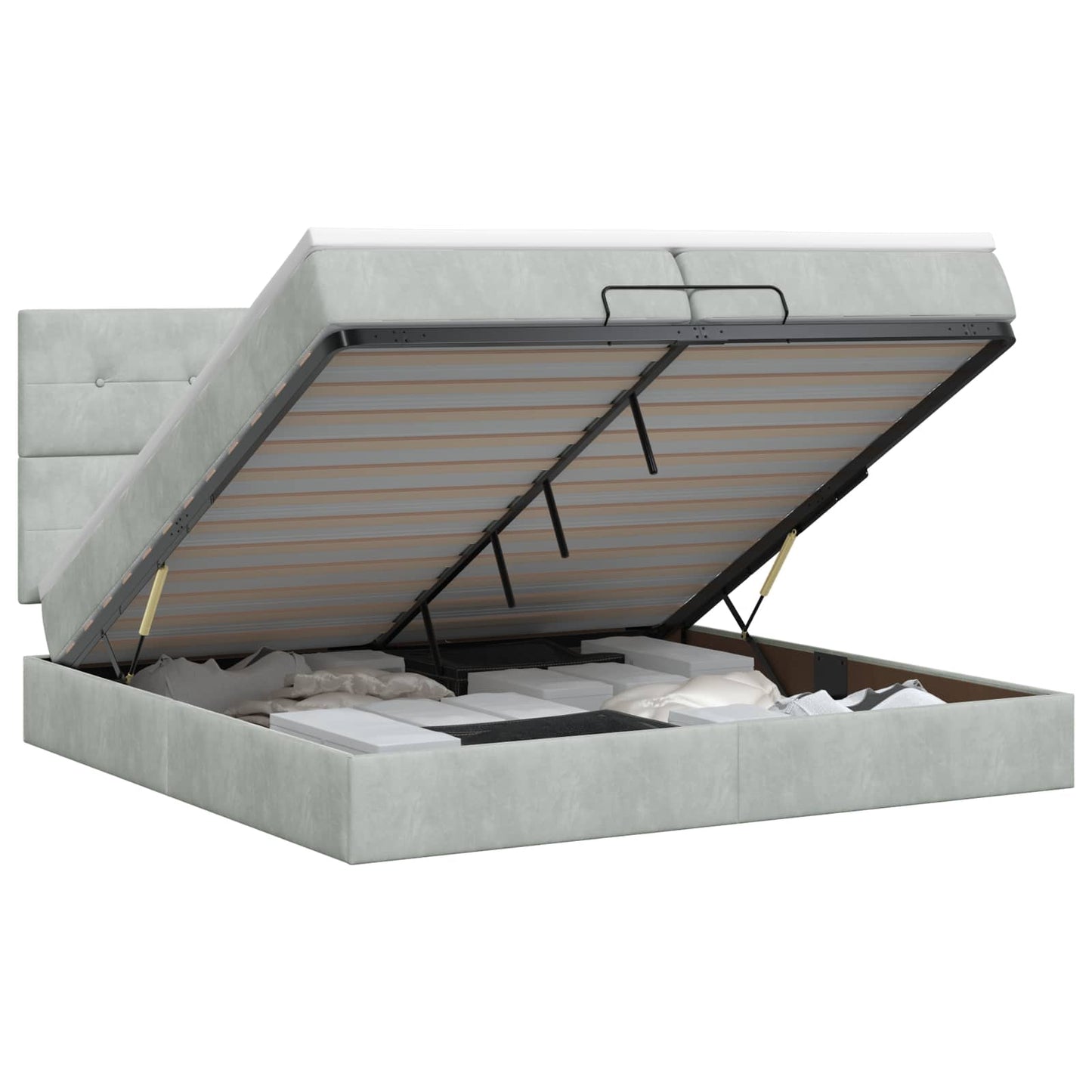 Ottoman bed met matras Lichtgrijs 200 x 200 cm Fluweel