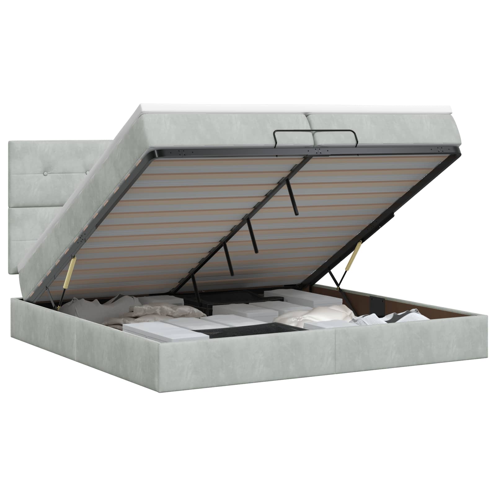Ottoman bed met matras Lichtgrijs 200 x 200 cm Fluweel