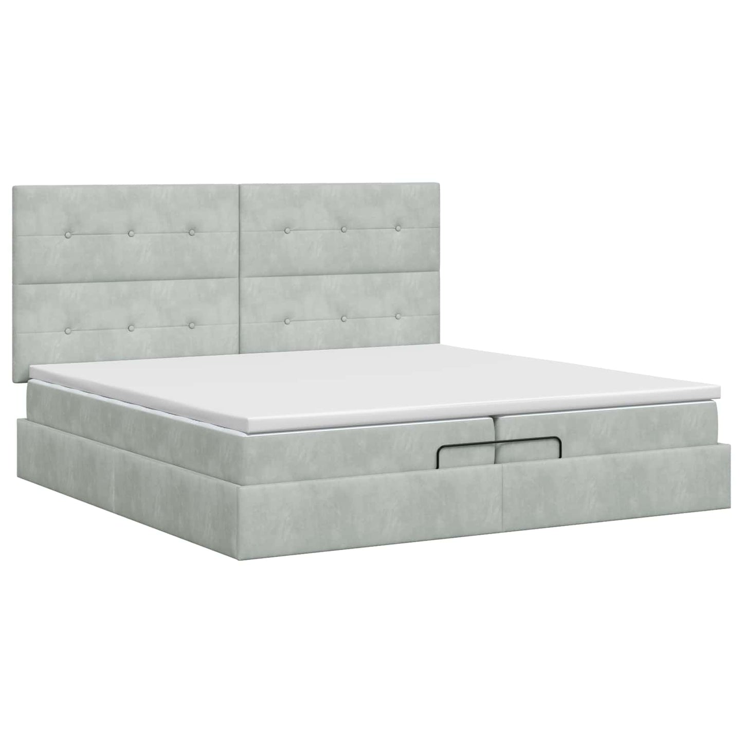 Ottoman bed met matras Lichtgrijs 200 x 200 cm Fluweel
