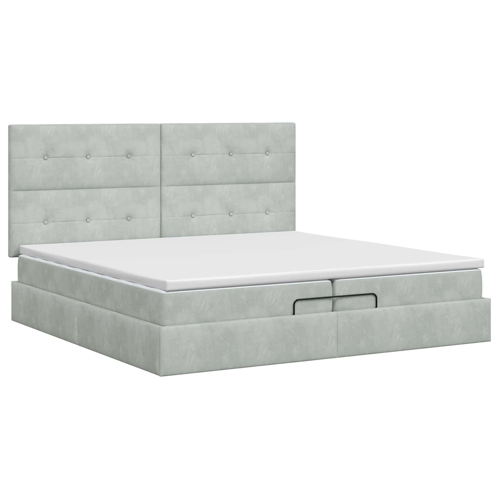 Ottoman bed met matras Lichtgrijs 200 x 200 cm Fluweel