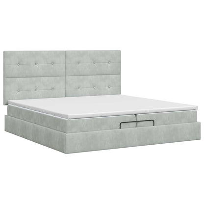Ottoman bed met matras Lichtgrijs 200 x 200 cm Fluweel