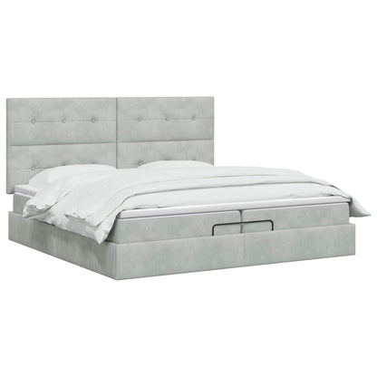 Ottoman bed met matras Lichtgrijs 200 x 200 cm Fluweel