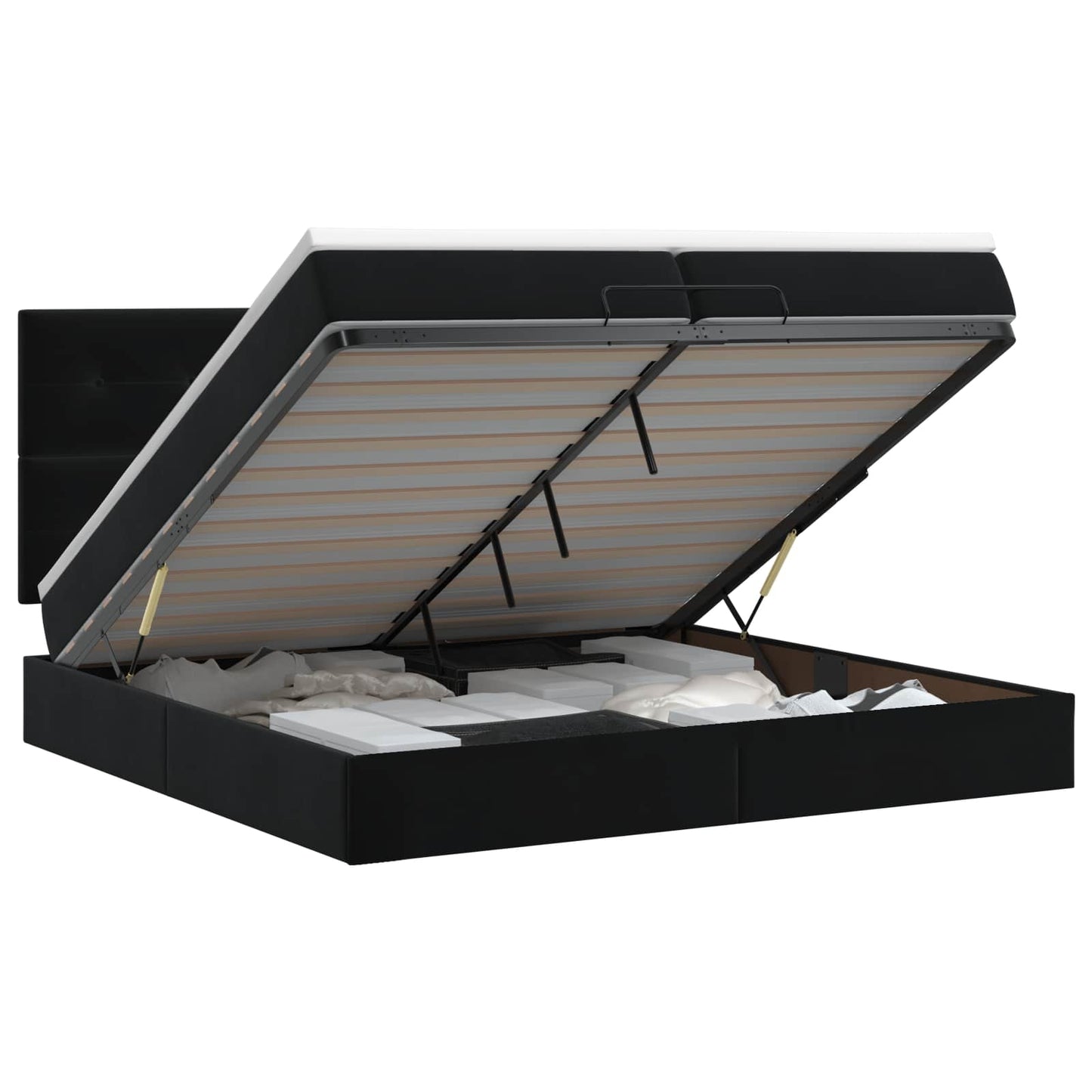 Ottoman bed met matras Zwart 200 x 200 cm Fluweel