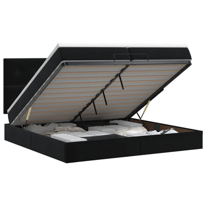 Ottoman bed met matras Zwart 200 x 200 cm Fluweel