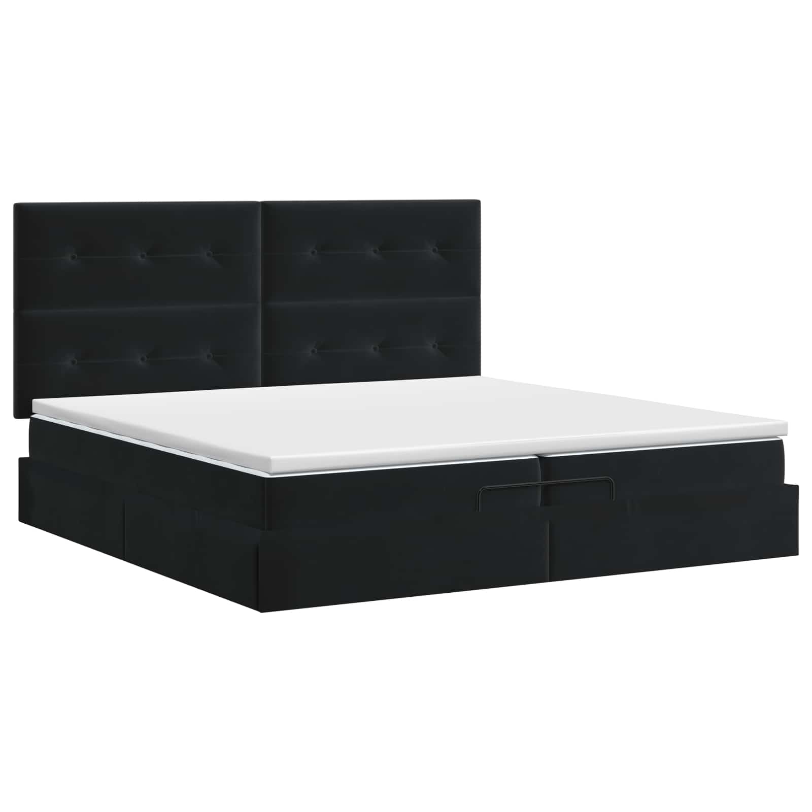 Ottoman bed met matras Zwart 200 x 200 cm Fluweel