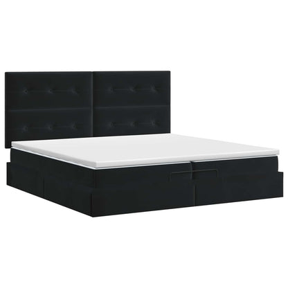 Ottoman bed met matras Zwart 200 x 200 cm Fluweel