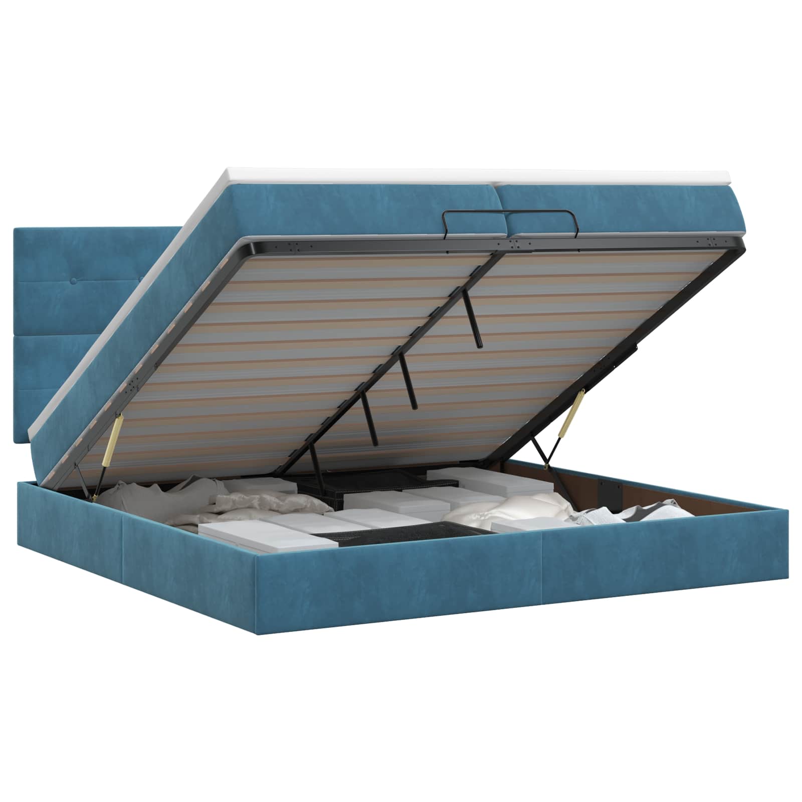 Ottoman bed met matras Donkerblauw 200 x 200 cm Fluweel