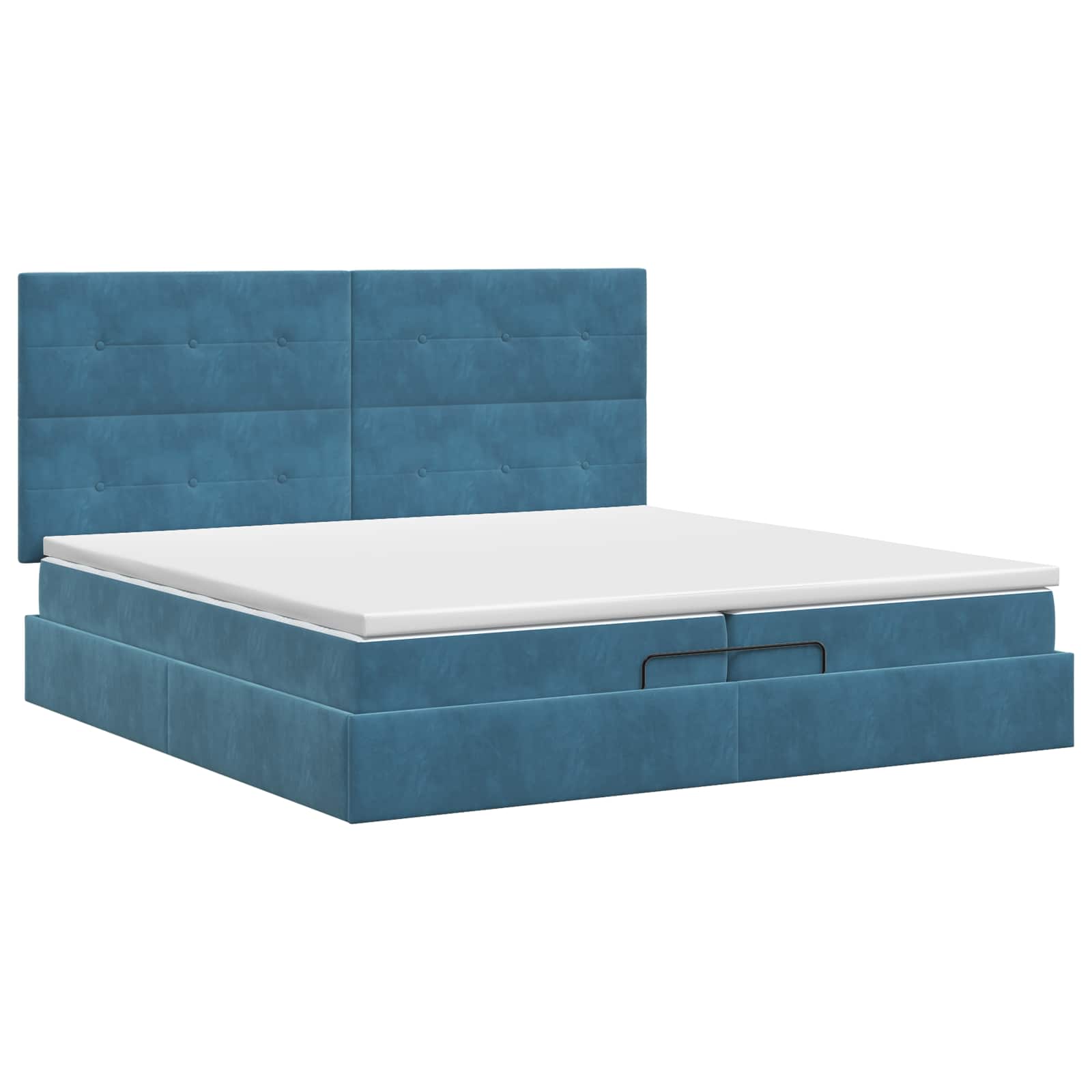 Ottoman bed met matras Donkerblauw 200 x 200 cm Fluweel