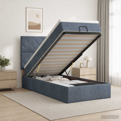 Ottoman Bed met Matrassen en LED Donkergrijs 100 x 200 cm